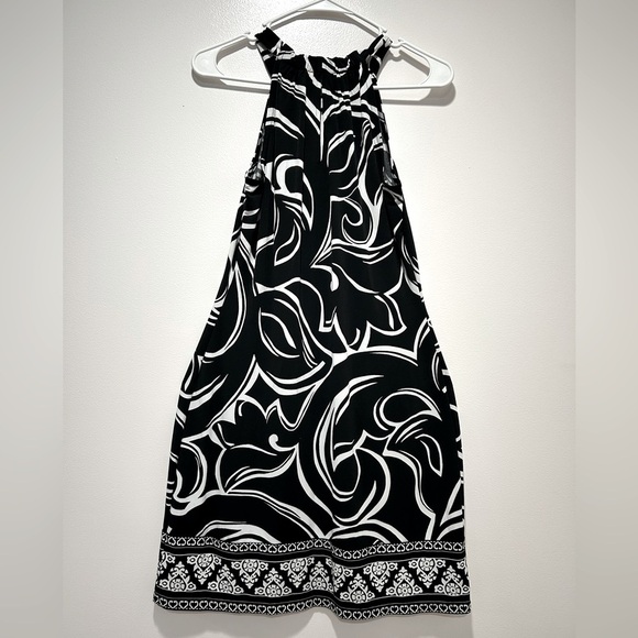 White House Black Market Halter Dress XS Black White Scroll Print - Picture 4 of 6